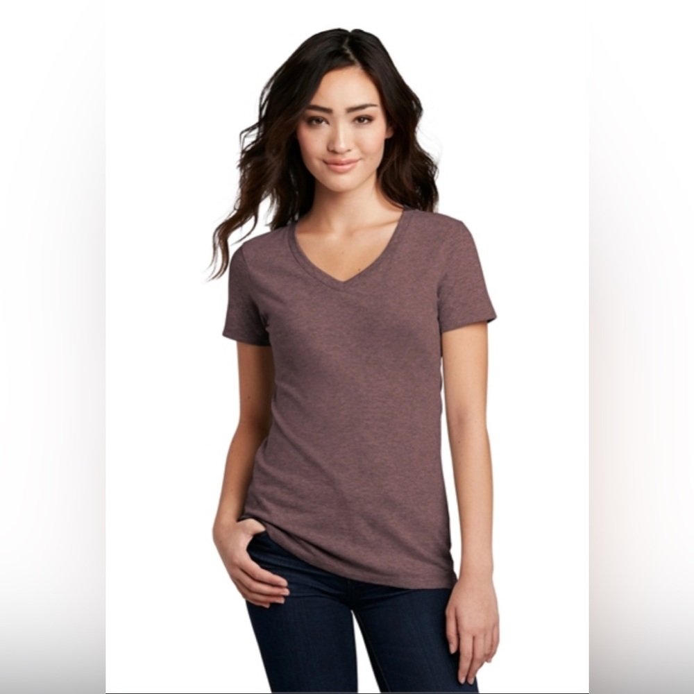 Mossimo Supply Co Casual Short Sleeve Heathered Purple Gray T Shirt V Neck